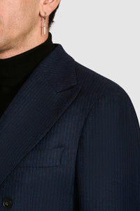 New SUITREVIEW Elmhurst Midnight Stripe Pure Wool Flannel Unlined Suit - All Sizes Special Order