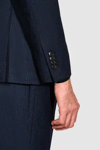 New SUITREVIEW Elmhurst Midnight Stripe Pure Wool Flannel Unlined Suit - All Sizes Special Order