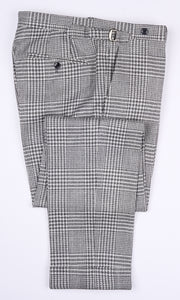 New SUITREVIEW Elmhurst Off White Storm Gray Check Wool and Silk Suit - Size 44R (Other Sizes Special Order)