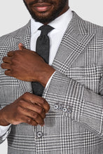 Load image into Gallery viewer, New SUITREVIEW Elmhurst Off White Storm Gray Check Wool and Silk Suit - Size 44R (Other Sizes Special Order)