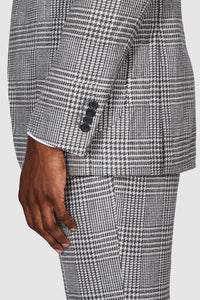 New SUITREVIEW Elmhurst Off White Storm Gray Check Wool and Silk Suit - Size 44R (Other Sizes Special Order)