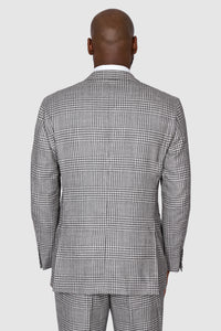 New SUITREVIEW Elmhurst Off White Storm Gray Check Wool and Silk Suit - Size 44R (Other Sizes Special Order)