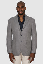 Load image into Gallery viewer, New SUITREVIEW Elmhurst Navy Houndstooth Wool, Silk, Linen Loro Piana Blazer - Size 42R