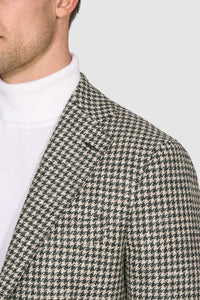 New SUITREVIEW Elmhurst Jade Green Houndstooth Wool, Alpaca, Linen Half Lined Blazer - Size 38R and 42R