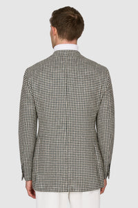 New SUITREVIEW Elmhurst Jade Green Houndstooth Wool, Alpaca, Linen Half Lined Blazer - Size 38R and 42R