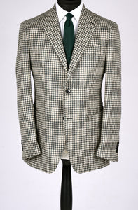 New SUITREVIEW Elmhurst Jade Green Houndstooth Wool, Alpaca, Linen Half Lined Blazer - Size 38R and 42R