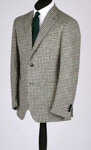 New SUITREVIEW Elmhurst Jade Green Houndstooth Wool, Alpaca, Linen Half Lined Blazer - Size 38R and 42R