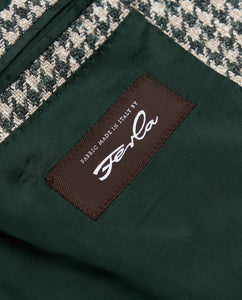 New SUITREVIEW Elmhurst Jade Green Houndstooth Wool, Alpaca, Linen Half Lined Blazer - Size 38R and 42R