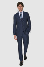 Load image into Gallery viewer, New SUITREVIEW Elmhurst Prussian Blue Pure Wool Traveller Peak Lapel Suit -  Size 36S