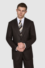 Load image into Gallery viewer, New SUITREVIEW Elmhurst Dark Brown Supersonic Light Flannel Suit - 36R, 42R, 44R