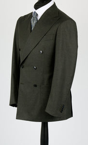 New SUITREVIEW Elmhurst Forest Green Pure Wool Flannel DB Suit - Size 44S and 48R (Flat Front)