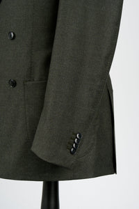 New SUITREVIEW Elmhurst Forest Green Pure Wool Flannel DB Suit - Size 44S and 48R (Flat Front)