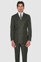 Load image into Gallery viewer, New SUITREVIEW Elmhurst Forest Green Pure Wool Flannel DB Suit - Size 44S and 48R (Flat Front)