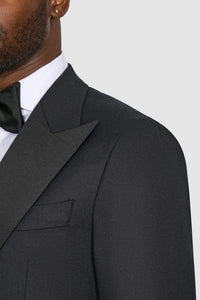 New SUITREVIEW Elmhurst Black Light Flannel Wide Peak Tuxedo - Size 40R, 40L, 42R, 44R  (Other Sizes Special Order)