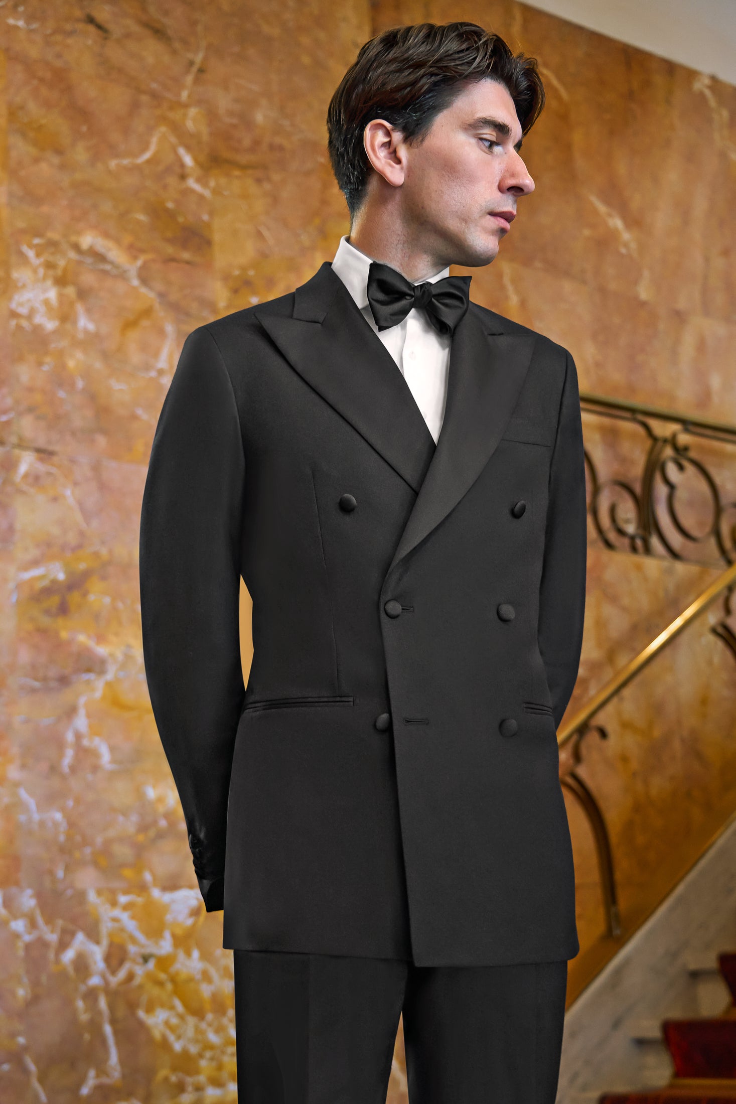 New SUITREVIEW Elmhurst Black Light Flannel DB Tuxedo - Size 38L (Other Sizes Special Order)