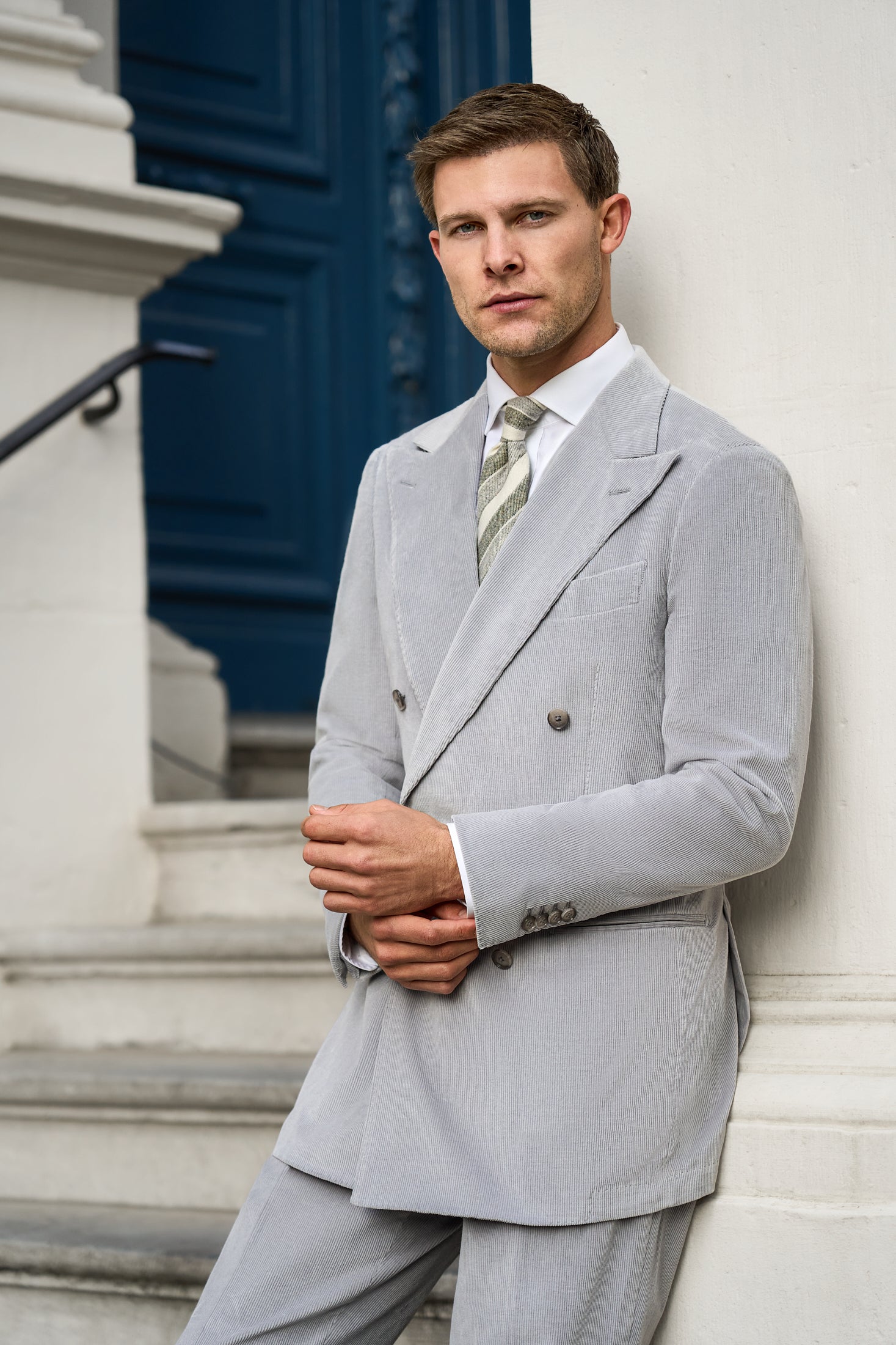 New Suitsupply Havana Light Gray Corduroy Cotton Cashmere DB Suit - Most Sizes Available!