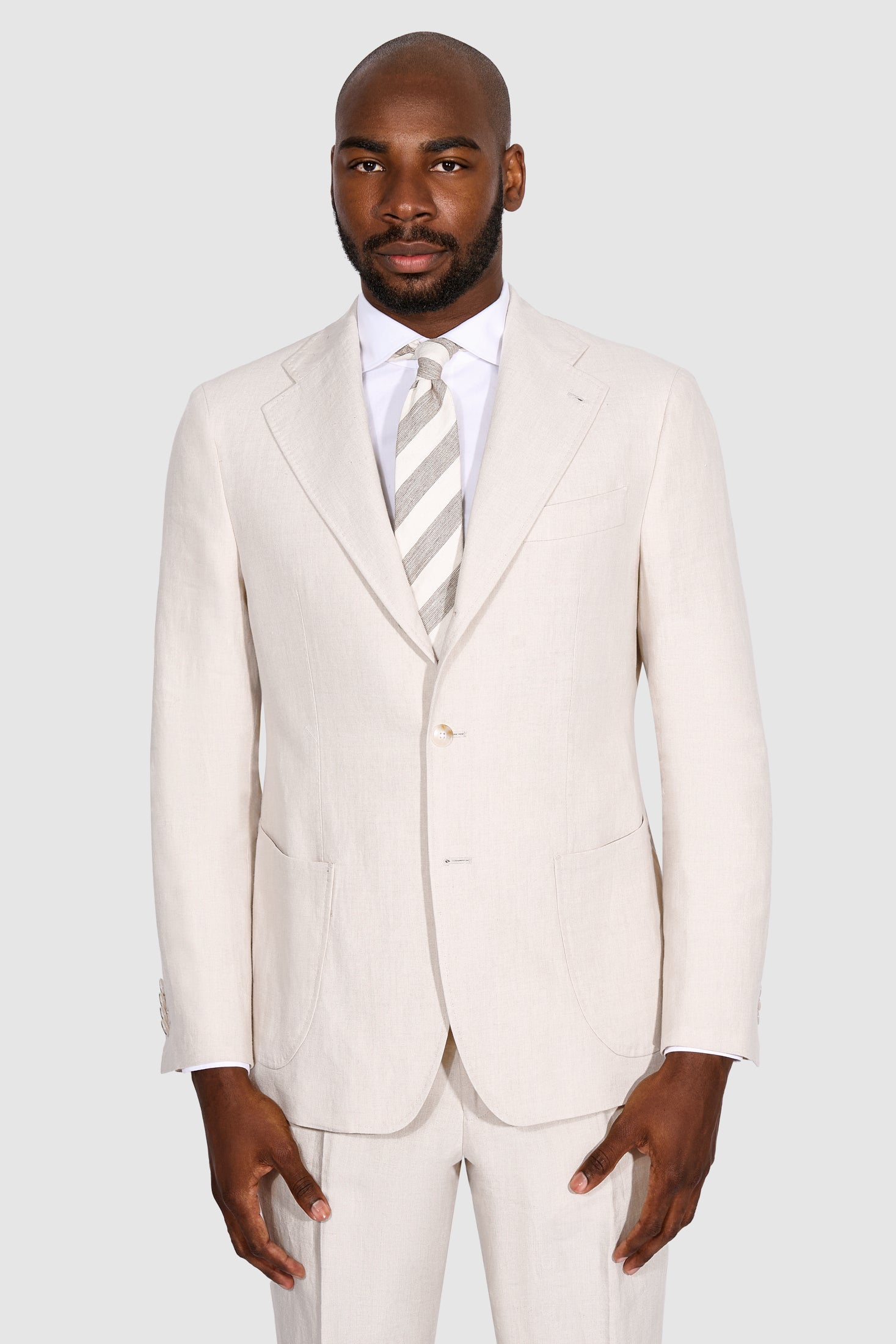 New SUITREVIEW Elmhurst Sand Pure Linen Half Lined Suit - Size 40R and 44R (FINAL SALE)