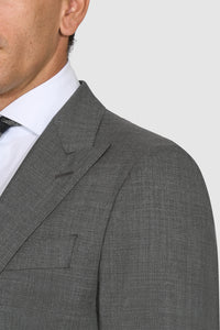 New SUITREVIEW Mid Gray Pure Wool Super 150s All Season Luxury Suit - Size 38L (Other Sizes Special Order)