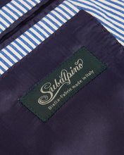 Load image into Gallery viewer, New SUITREVIEW Elmhurst Blue Stripe Seersucker Stretch Mother of Pearl Suit - Made to Order!