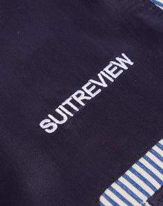 New SUITREVIEW Elmhurst Blue Stripe Seersucker Stretch Mother of Pearl Suit - Made to Order!