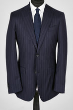 Load image into Gallery viewer, New SUITREVIEW Elmhurst Navy Pinstripe Pure Wool Super 110s Notch Lapel Suit - 38L, 40R and 42R (Other Sizes Special Order!!)