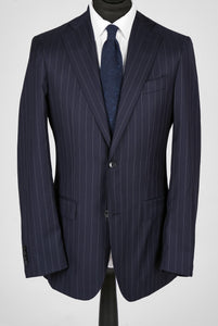 New SUITREVIEW Elmhurst Navy Pinstripe Pure Wool Super 110s Notch Lapel Suit - 38L, 40R and 42R (Other Sizes Special Order!!)