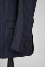 Load image into Gallery viewer, New SUITREVIEW Elmhurst Navy Pinstripe Pure Wool Super 110s Notch Lapel Suit - 38L, 40R and 42R (Other Sizes Special Order!!)