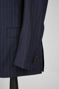 New SUITREVIEW Elmhurst Navy Pinstripe Pure Wool Super 110s Notch Lapel Suit - 38L, 40R and 42R (Other Sizes Special Order!!)