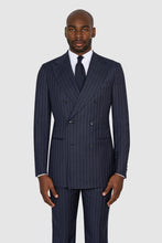 Load image into Gallery viewer, New SUITREVIEW Elmhurst Navy Pinstripe Pure Wool All Season DB Suit - Size 36R, 38L, 42R, 44S, 44R, 44L and 48R (Other Sizes Special Order)