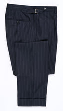 Load image into Gallery viewer, New SUITREVIEW Elmhurst Navy Pinstripe Pure Wool All Season DB Suit - Size 36R, 38L, 42R, 44S, 44R, 44L and 48R (Other Sizes Special Order)