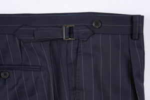 New SUITREVIEW Elmhurst Navy Pinstripe Pure Wool All Season DB Suit - Size 36R, 38L, 42R, 44S, 44R, 44L and 48R (Other Sizes Special Order)