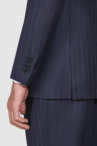 New SUITREVIEW Elmhurst Navy Pinstripe Pure Wool Super 110s Notch Lapel Suit - 38L, 40R and 42R (Other Sizes Special Order!!)