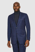 Load image into Gallery viewer, New SUITREVIEW Elmhurst Blue Windowpane Pure Wool All Season Suit - Size 38R and 42R