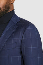 Load image into Gallery viewer, New SUITREVIEW Elmhurst Blue Windowpane Pure Wool All Season Suit - Size 38R and 42R