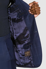 Load image into Gallery viewer, New SUITREVIEW Elmhurst Blue Windowpane Pure Wool All Season Suit - Size 38R and 42R