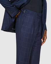 Load image into Gallery viewer, New SUITREVIEW Elmhurst Blue Windowpane Pure Wool All Season Suit - Size 38R and 42R