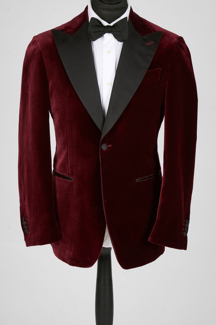 New SUITREVIEW Elmhurst Wine Red Velvet Tuxedo Dinner Jacket - All Sizes Special Order!!