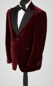 New SUITREVIEW Elmhurst Wine Red Velvet Tuxedo Dinner Jacket - All Sizes Special Order!!