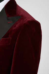 New SUITREVIEW Elmhurst Wine Red Velvet Tuxedo Dinner Jacket - All Sizes Special Order!!