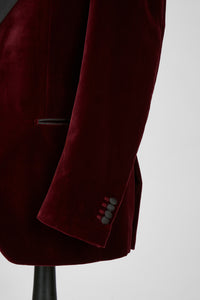 New SUITREVIEW Elmhurst Wine Red Velvet Tuxedo Dinner Jacket - All Sizes Special Order!!