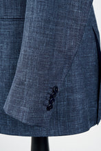 Load image into Gallery viewer, New SUITREVIEW Elmhurst Storm Blue Wool, Silk and Linen Loro Piana DB Suit - 34R (Final Sale)